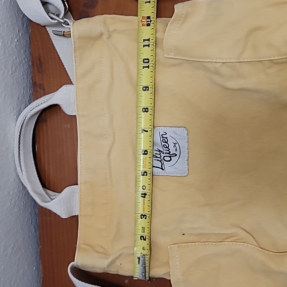 LILY QUEEN YELLOW CANVAS TOTE CROSSBODY SHOULDER ADJUSTABLE STRAP M - Picture 11 of 13
